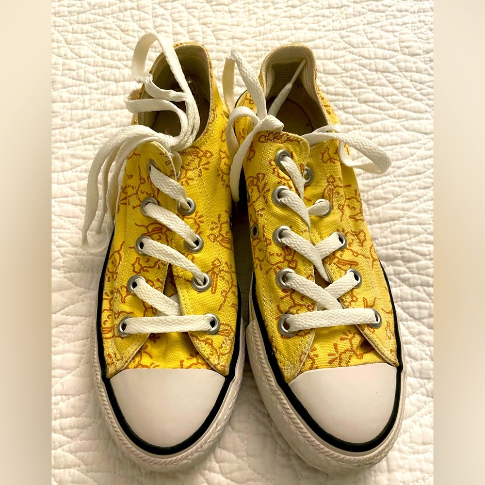 Converse Yellow Unique Patterned Sneakers Size 3.5